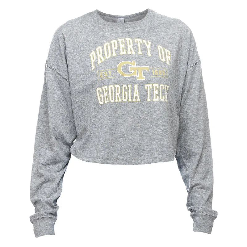 Unmissable Offer Ladies Georgia Tech Yellow Jackets Crop Long Sleeve T-Shirt