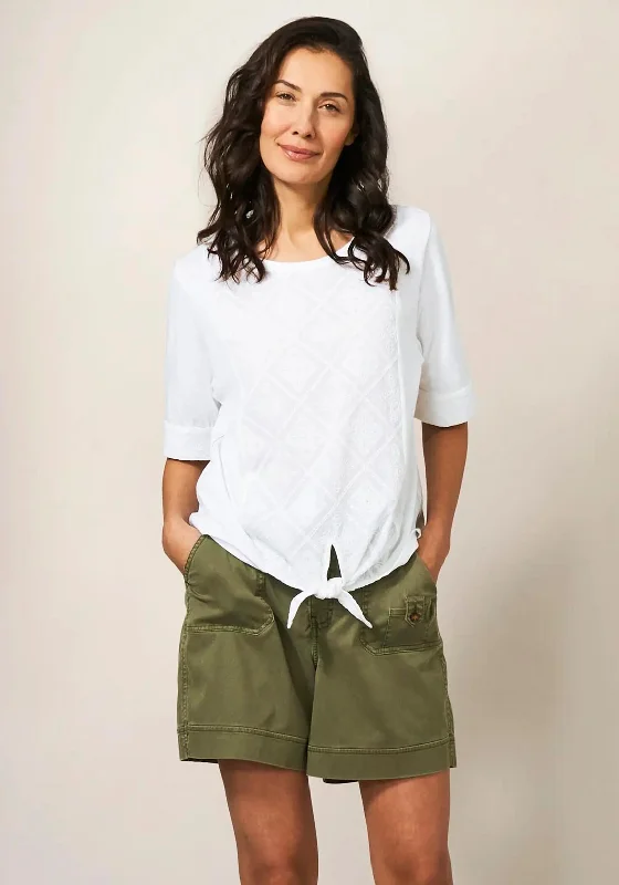 Blowout Sale White Stuff Embroidered Tie Hem T-Shirt, White