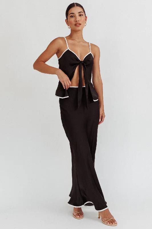 Super Sale Only One Contrast Trim Maxi Skirt Black