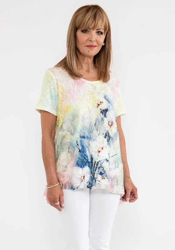New Deal Anamor Tie Dye Curved Hem Top, Multi