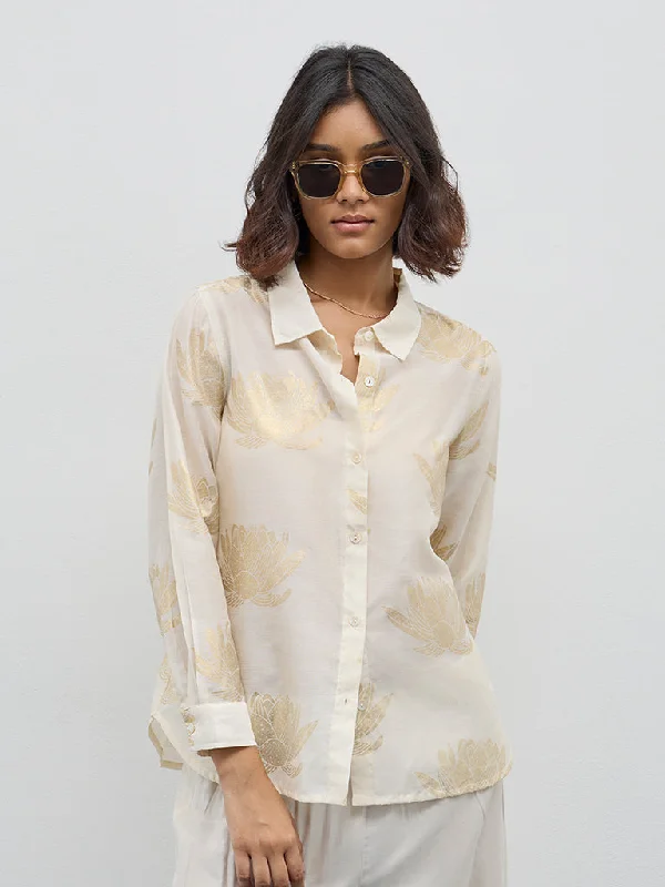 Super Sale Bombay Paisley Light Beige Floral Printed Shirt