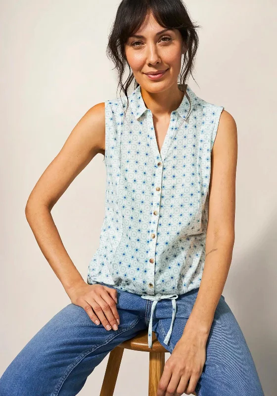 Weekend Flash Sale White Stuff Flowing Grasses Sleeveless Shirt, Teal & White