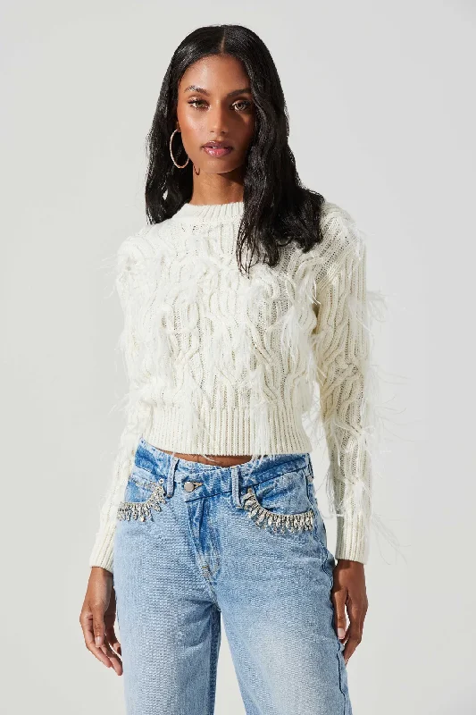 Super Sale Almeida Feather Cable Knit Sweater