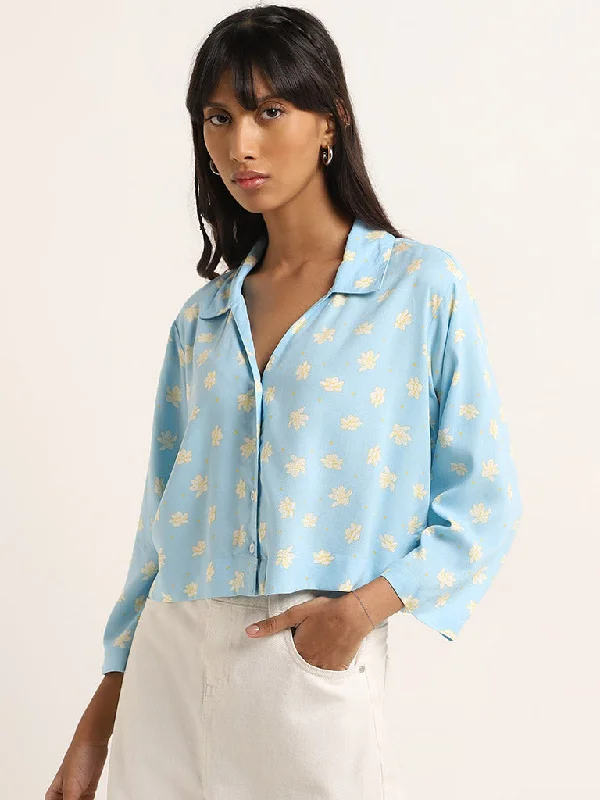 Customer Appreciation Sale Bombay Paisley Blue Floral Printed Shirt