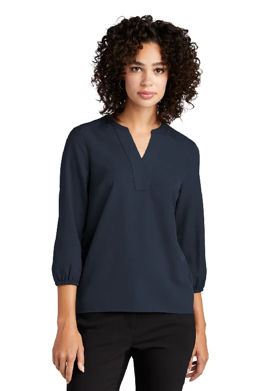 Epic Value Mercer+Mettle Womens Stretch Crepe 3/4 Sleeve Polo Shirt - Night Navy Blue Epic Value Mercer+Mettle Womens Stretch Crepe 3/4 Sleeve Polo Shirt - Night Navy Blue