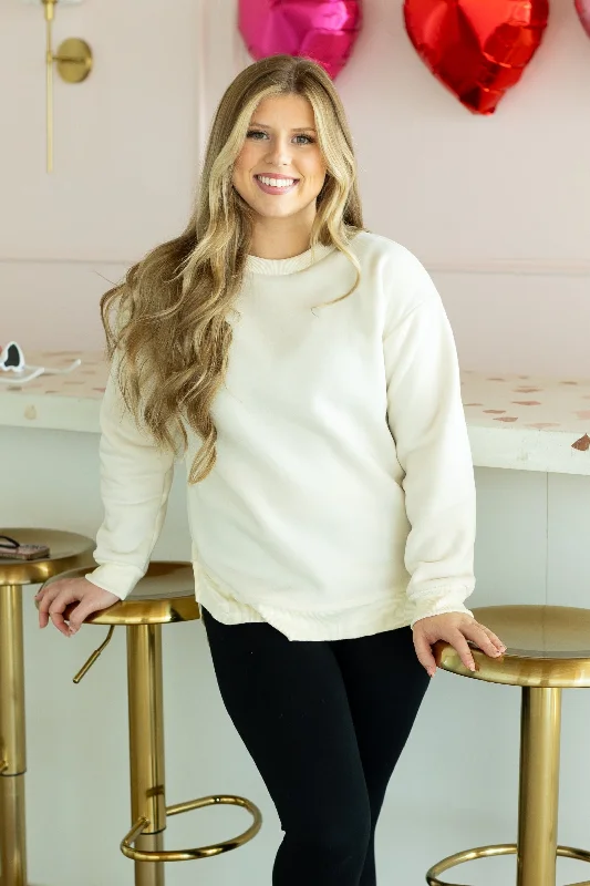 Weekend Savings Spectacular Ivory Fleece Sweatshirt