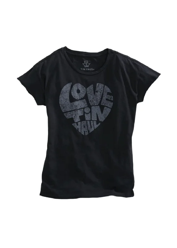 Daily Specials Tin Haul Womens Black 100% Cotton Love S/S T-Shirt