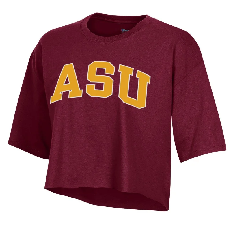 Today's Deal ASU Arched Boyfriend Crop Tee MRN