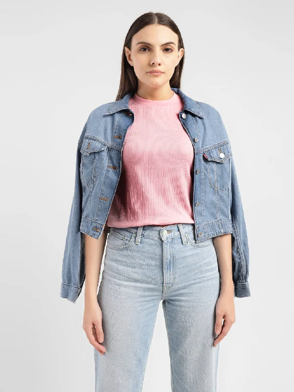 Huge Discounts Women's Textured Crew Neck Cropped T-shirt
