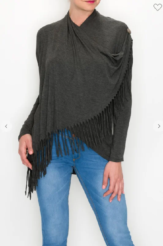 Special Discount Fringe Accent Drape Cardigan