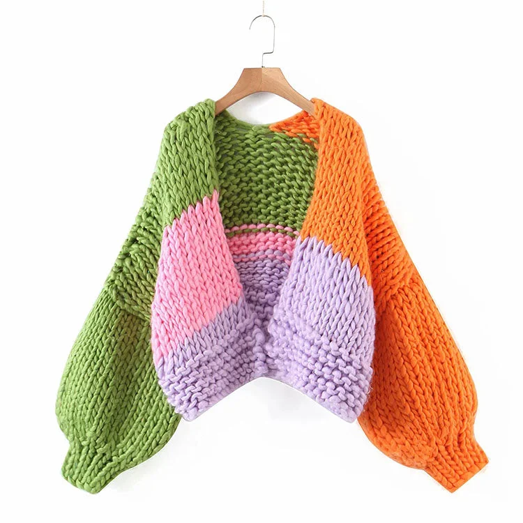 Overstock Sale Knitted cardigan coat Lantern Sleeve Top  7156