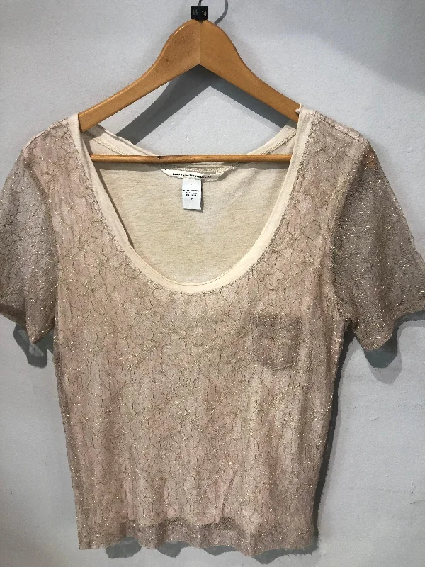 Shop and Save Diane Von Furstenberg Gold and Cream Lace Top (10) S