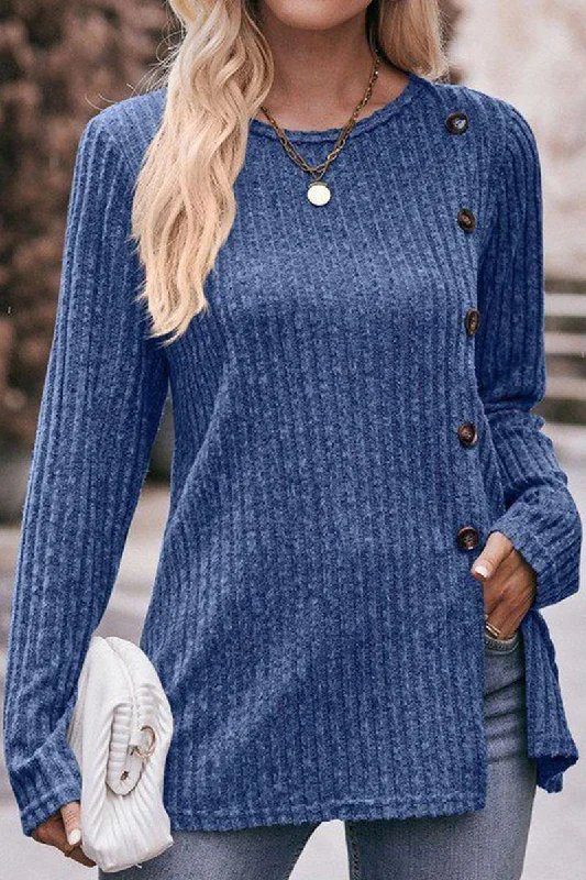 Value Pack ROUND NECK SIDE BUTTONED LONG LENGTH KNIT TOP