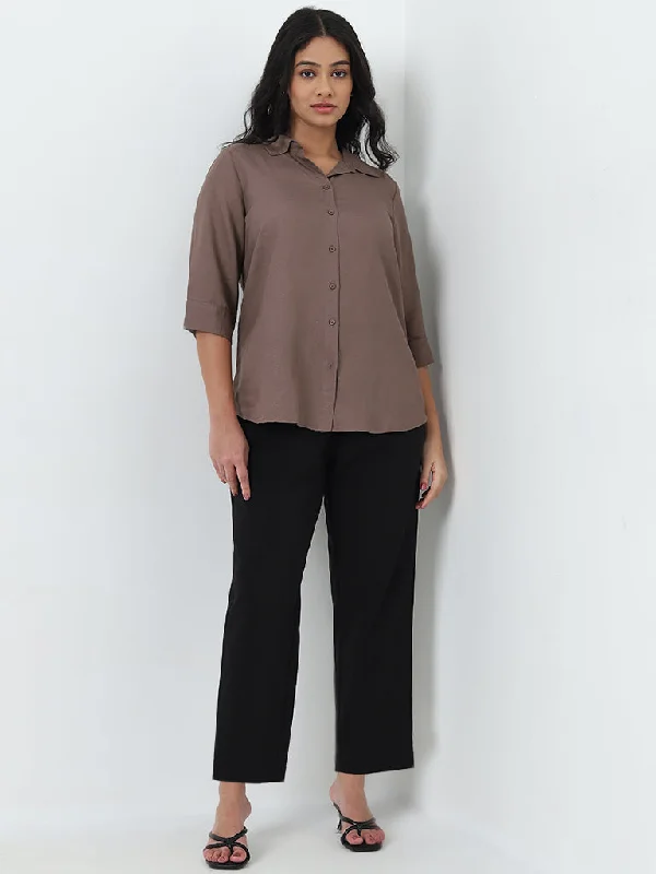 Fantastic Deals Gia Dark Brown Solid Shirt