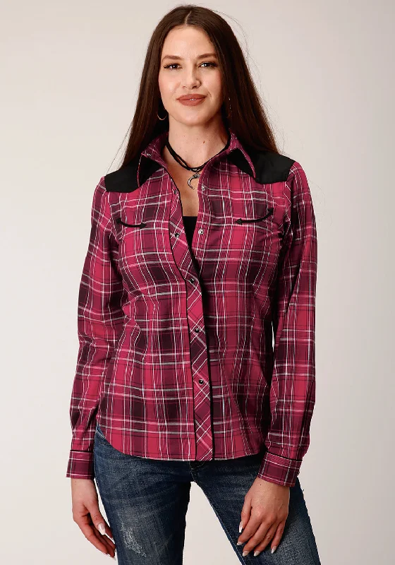 Epic Deals Roper Womens 820 Bright Plaid Red Cotton Blend Retro L/S Shirt