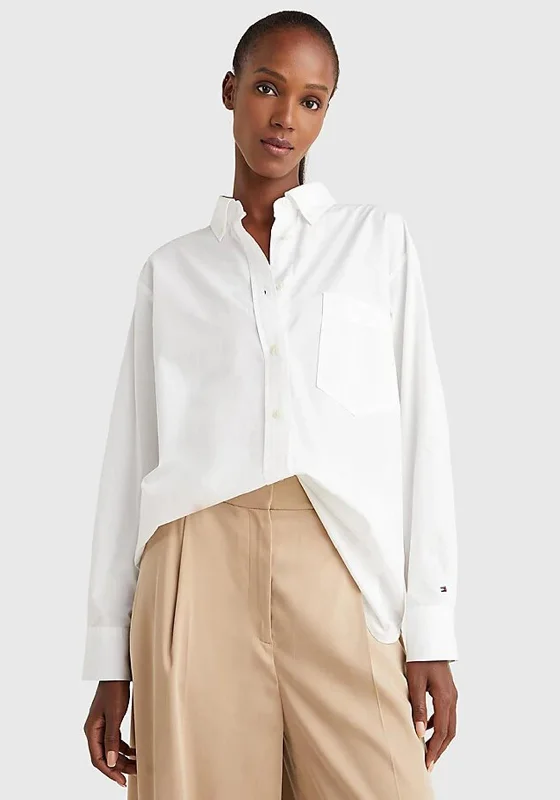 Seasonal Sale Tommy Hilfiger Womens Oversized Shirt, Optic White