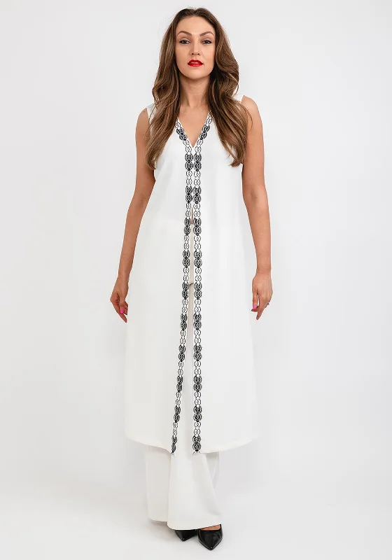 Clearance Sale Camelot Lace Trim Tunic Top, White
