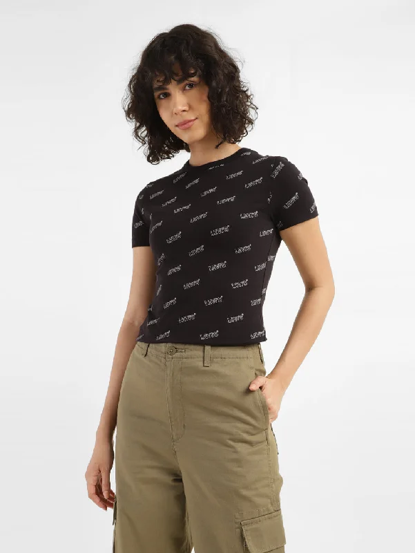 Instant Savings Women's Printed Slim Fit T-shirt
