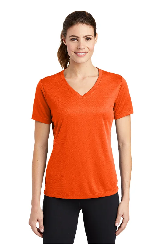Sale Alert Sport-Tek Womens RacerMesh Moisture Wicking Short Sleeve V-Neck T-Shirt - Neon Orange Sale Alert Sport-Tek Womens RacerMesh Moisture Wicking Short Sleeve V-Neck T-Shirt - Neon Orange