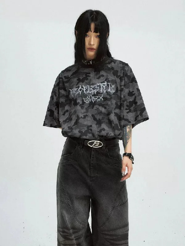 Act Fast CAMOUFLAGE PRINT WASH T-SHIRT [S0000009204]