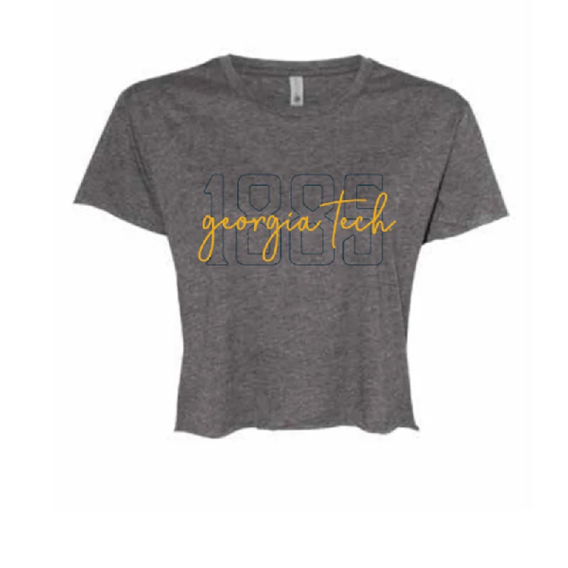 Unbeatable Prices Ladies Georgia Tech Yellow Jackets Jade Crop Crew Charcoal T-Shirt