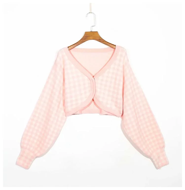 Quick Sale Knitted cardigan girl's top high waist open navel sweater coat sweater  7170