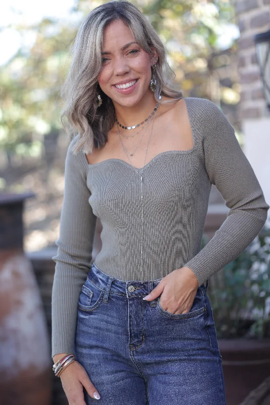 The Best Deal Total Doll Sweater Bodysuit - Olive
