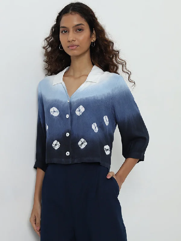 Quick Sale Bombay Paisley Navy Ombre Design Shirt