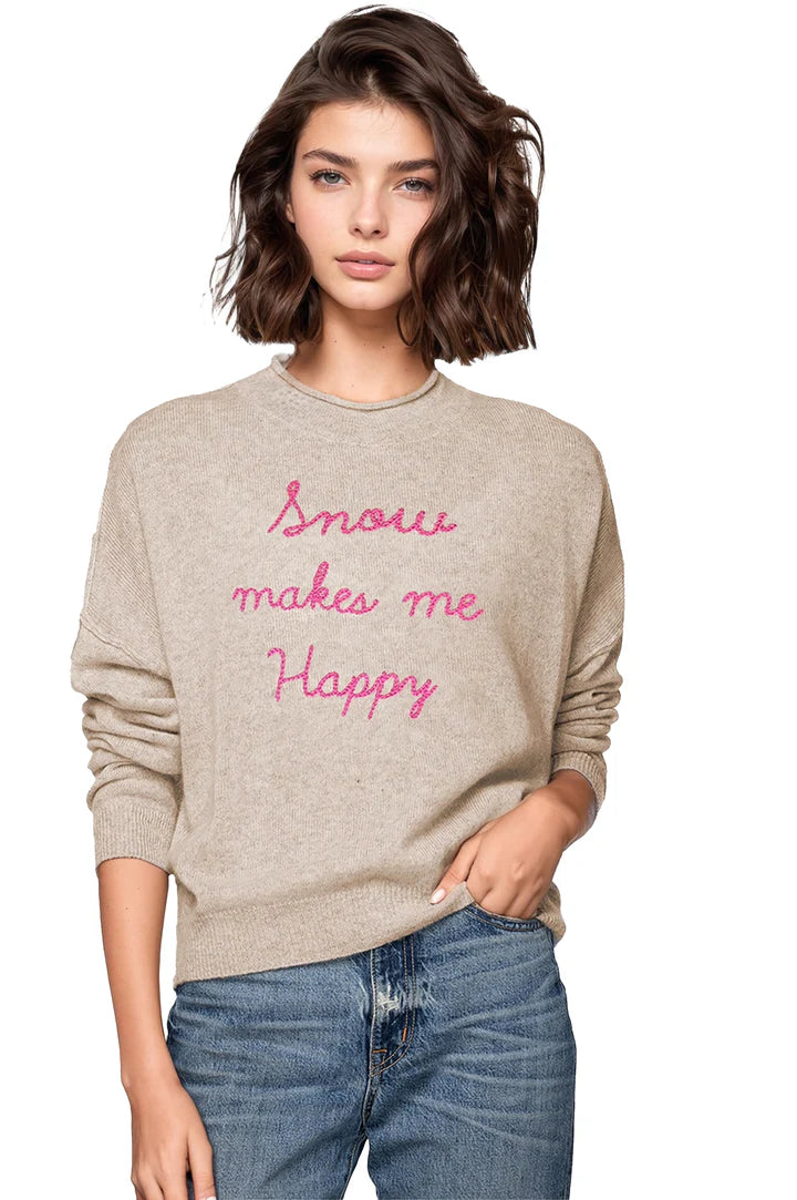 Reduced Prices Snow Makes Me Happy Cashmere Sweater