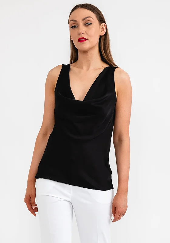 Super Savings Seventy1 One Size Cowl Neck Satin Top, Black