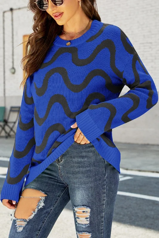 Weekend Offers That Shine WAVE PATTERN OVERSIZED KNIT SWEATER FOR WOMEN