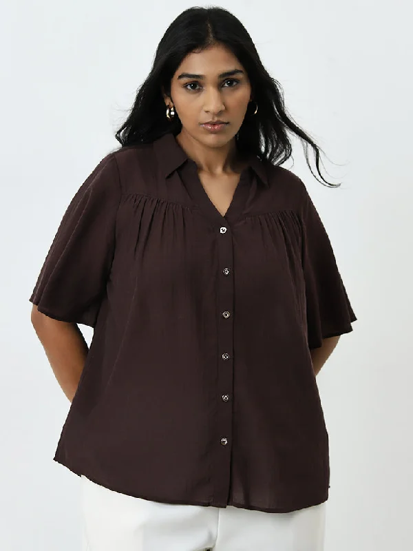 Huge Discounts Gia Brown Solid Blouse