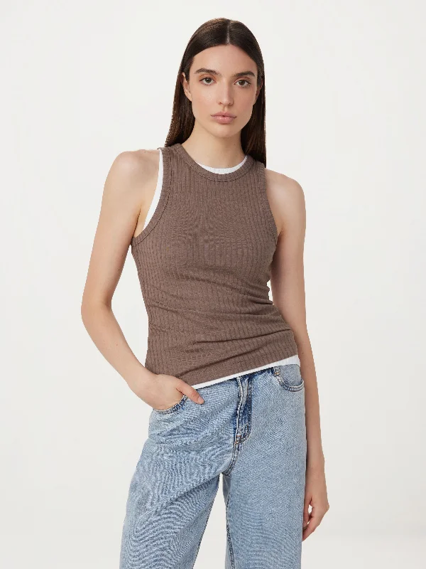 Loyalty Reward The Ribbed Tank Top in Pink Clay