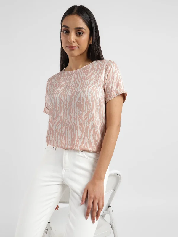 Low Price Women's Abstract Round Neck T-shirt