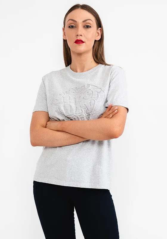 Amazing Deals Superdry Womens Vintage Cooper Embossed T-shirt, Glacier Grey Marl