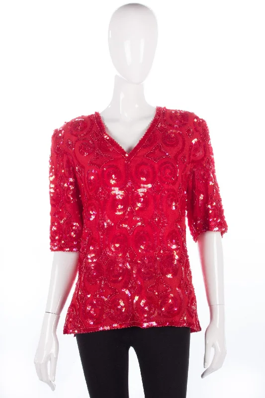 Half Price Beautiful Vintage Silk 70's Frank Usher Top Size 14/ tM