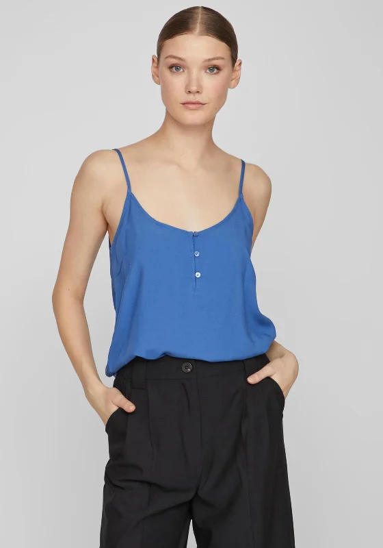 Amazing Deals Vila Paya Button Detail Vest Top, Federal Blue
