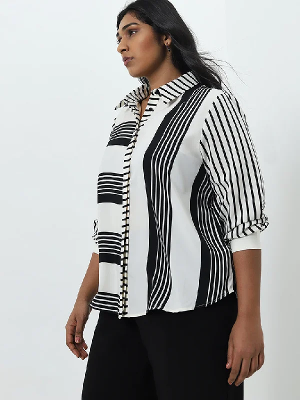 Huge Savings Gia Black Striped Shirt