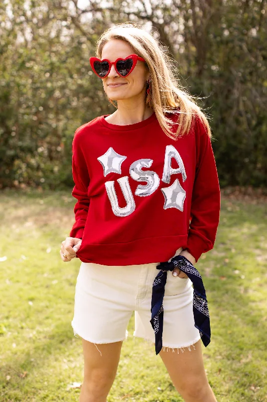 Final Markdown USA on Red Crop Sweatshirt