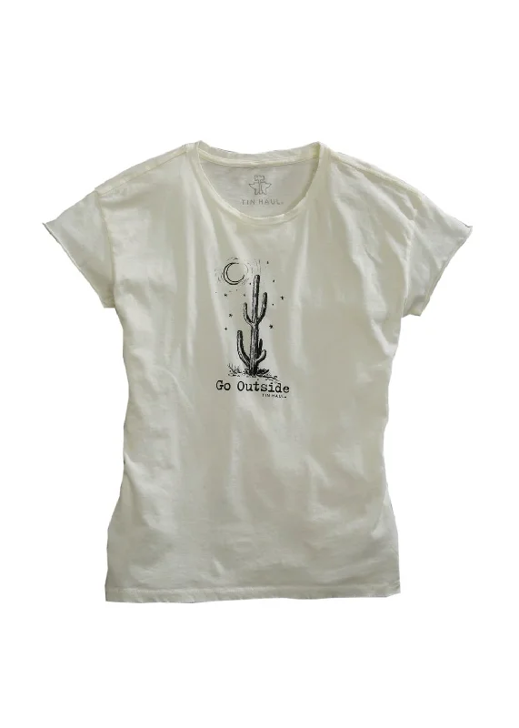 Don't Miss Tin Haul Womens White 100% Cotton Go Outside S/S T-Shirt