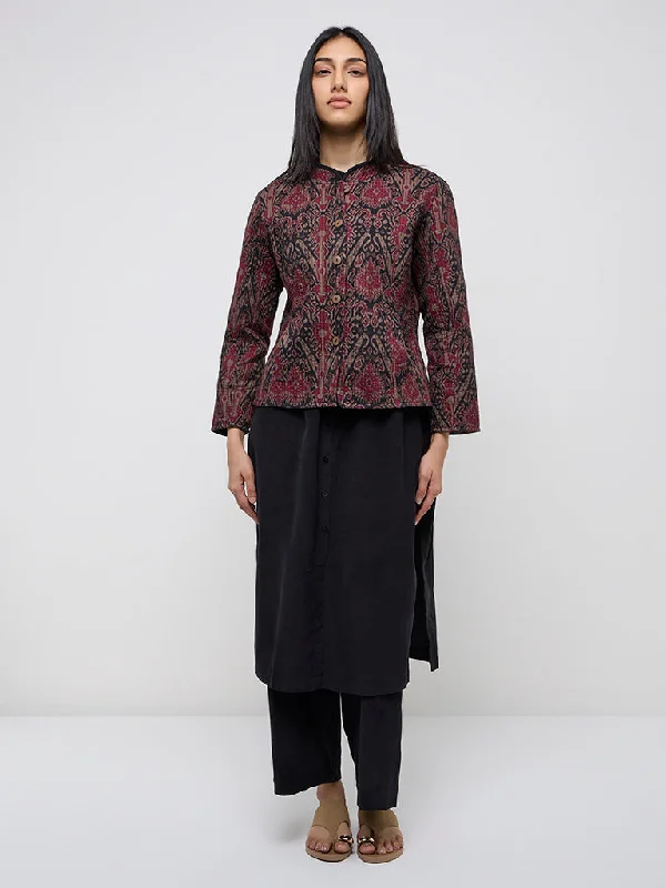 Great Deals Utsa Red Ikat Design Cotton Quilted Jacket