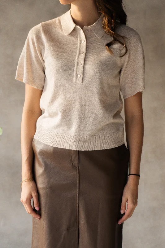 Low Prices Gracie knit polo tee sand melange