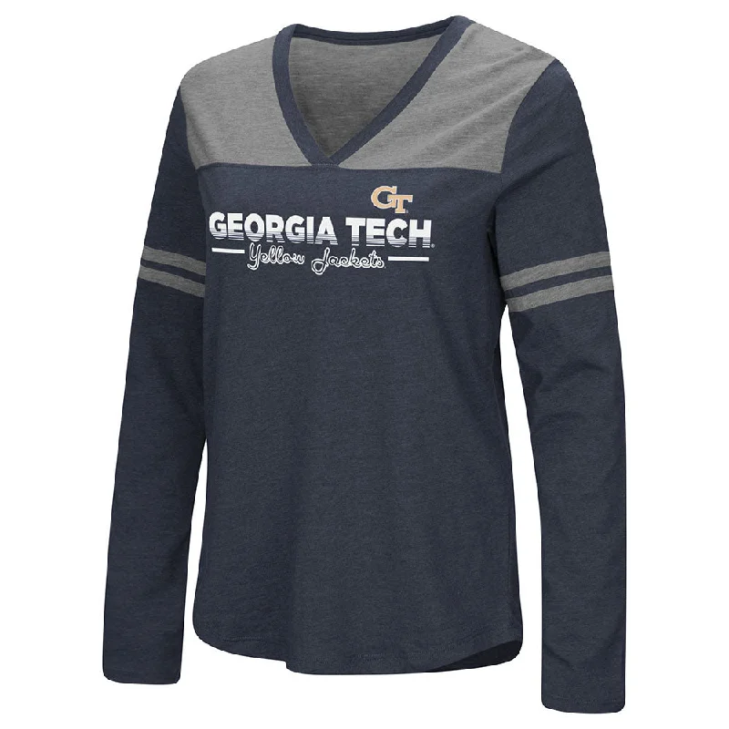 Mega Discount Ladies Georgia Tech Yellow Jackets Heritage V-Neck Long Sleeve T-Shirt