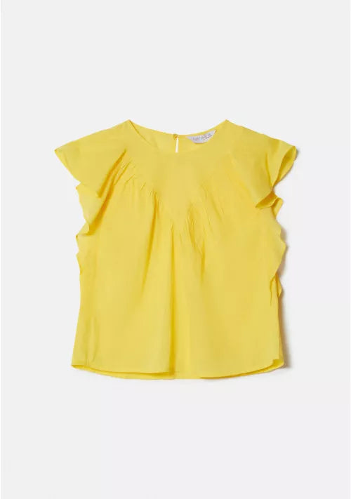 Extra Discount Compania Fantastica Yellow Cotton Top with Ruffles