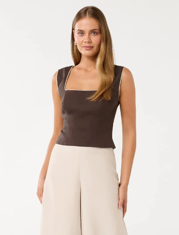 Can't Be Beat Faye Fitted Linen Tank Top