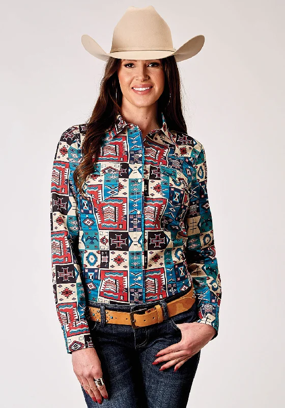 Limited Edition Roper Womens 1909 Vintage Patchwork Multi-Color 100% Cotton L/S Shirt
