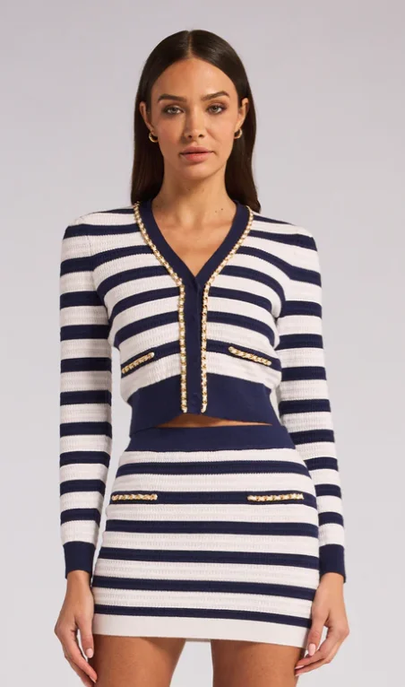 Markdown Sale Victoria Stripe Chain Cardigan