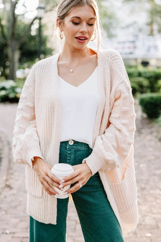 Take Advantage Make Your Day Cream White Pompom Cardigan
