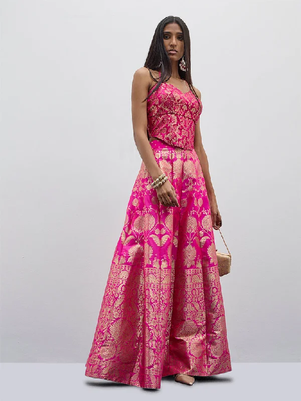 Weekend Shopping Made Better Vark Pink Brocade Design Blouse