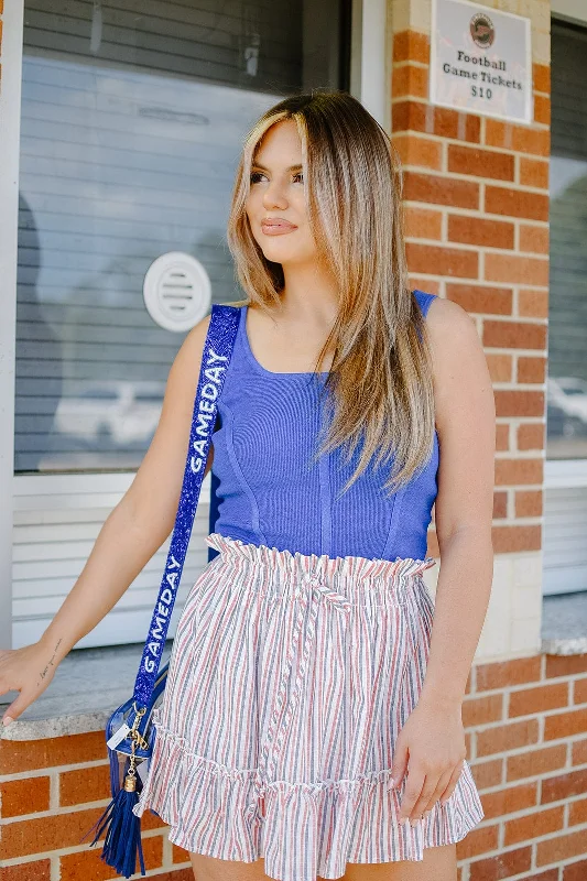 Instant Discount Royal Blue Knit Corset Top